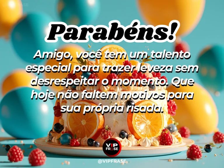 Arte de aniversário para amigo sobre felicidade, com cenário comemorativo acolhedor e elementos visuais relacionados à amizade.