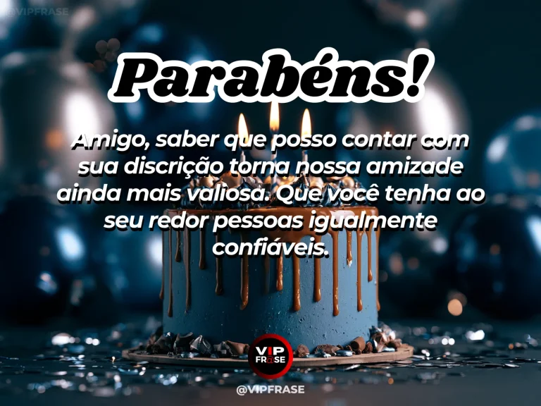 Arte de aniversário para amigo sobre confianca, com cenário comemorativo acolhedor e elementos visuais relacionados à amizade.