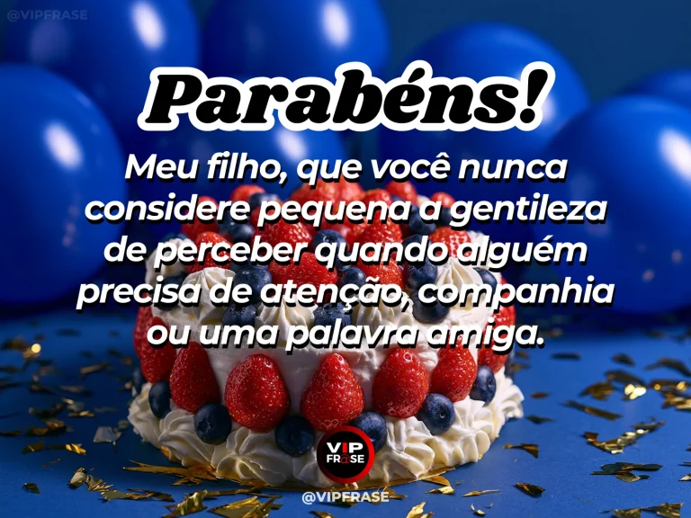 Mensagem de aniversário para filho sobre everyday empathy, em cenário com bolo de aniversário e balões.