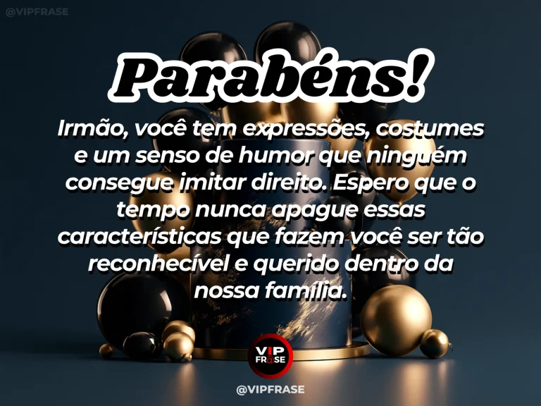 Mensagem de aniversário para irmão sobre familia, com bolo de aniversário e balões.