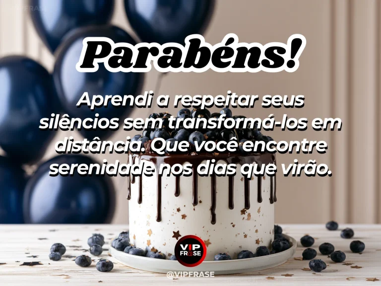 Mensagem de aniversário para marido sobre paz e sabedoria, com cenário festivo delicado.