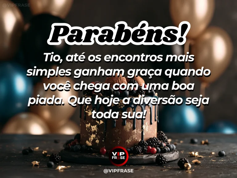 Mensagem de aniversário para tio sobre felicidade, com cenário acolhedor e luz natural.