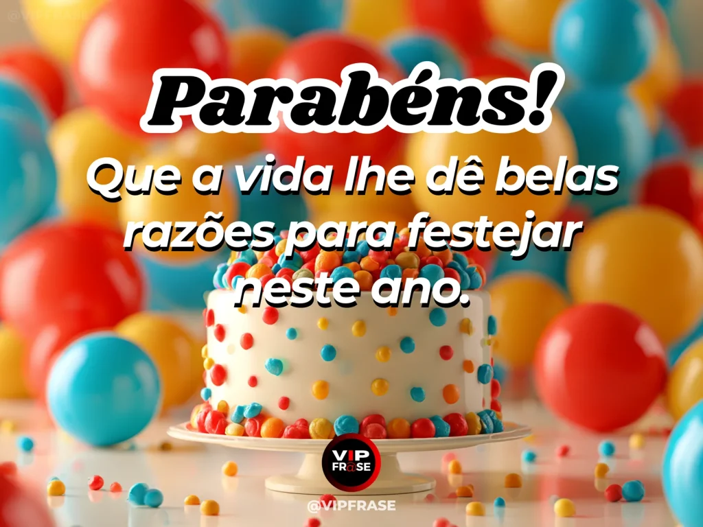 Mensagem de aniversário sobre alegria, com mesa de festa.