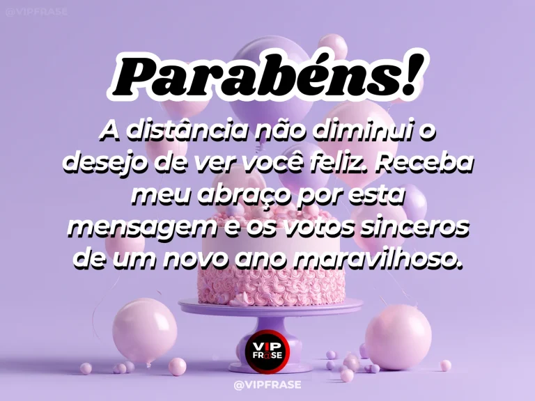 Mensagem de aniversário sobre carinho, com sacada com montanhas.