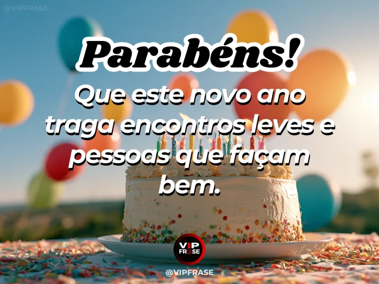 Mensagem de aniversário sobre carinho, com mesa ao ar livre.