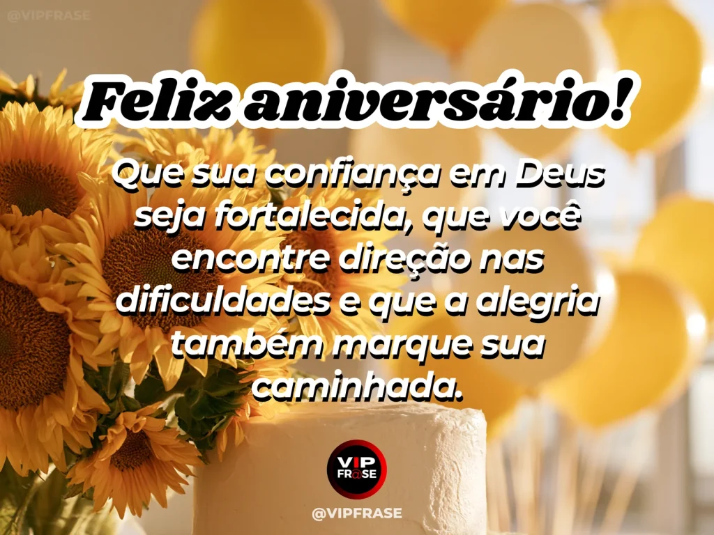 Mensagem de aniversário para WhatsApp sobre fé, com warm sunrise along a blooming garden trail with small celebratory bouquet.