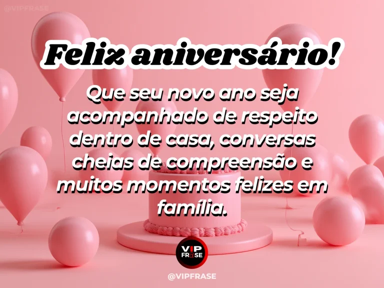 Mensagem de aniversário para WhatsApp sobre harmonia familiar, com peaceful warmly decorated family home birthday dining table.