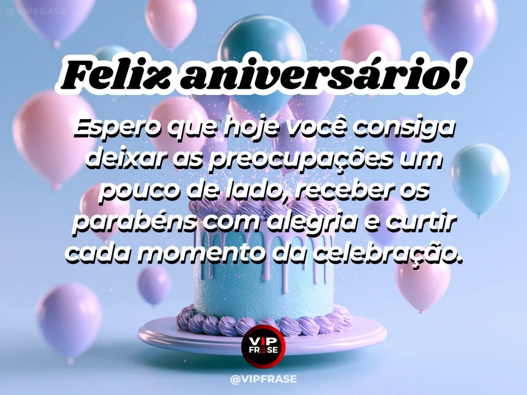 Mensagem de aniversário para WhatsApp sobre tranquilidade, com serene sunlit birthday table in peaceful floral garden.