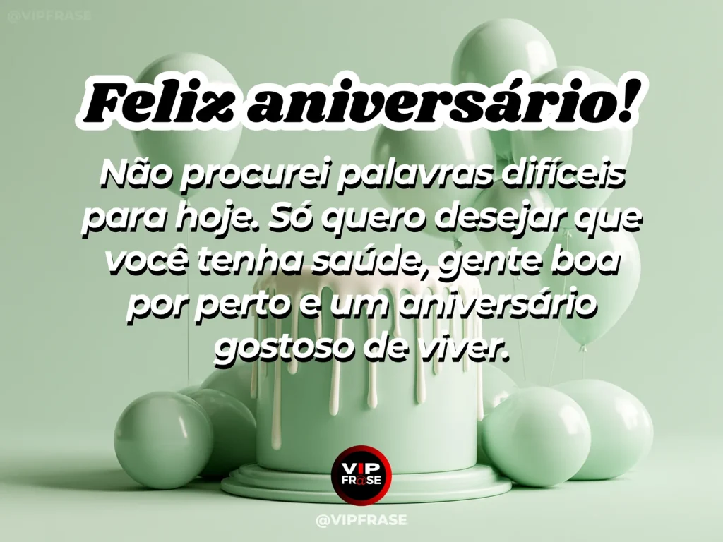 Mensagem de aniversário para WhatsApp sobre carinho, com simple heartfelt birthday card.