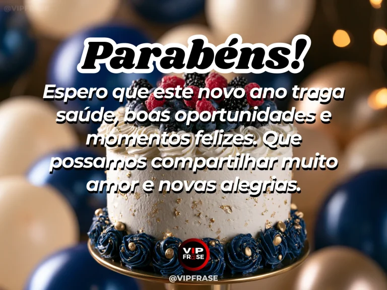 Mensagem de aniversário para namorado sobre amor, com terraço florido com vista mar e bolo de aniversário.