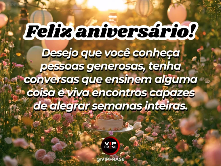 Mensagem de aniversário para WhatsApp sobre carinho, com sunny open air garden birthday table.
