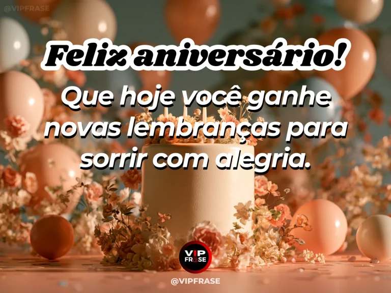Mensagem de aniversário sobre alegria, com álbum e flores.