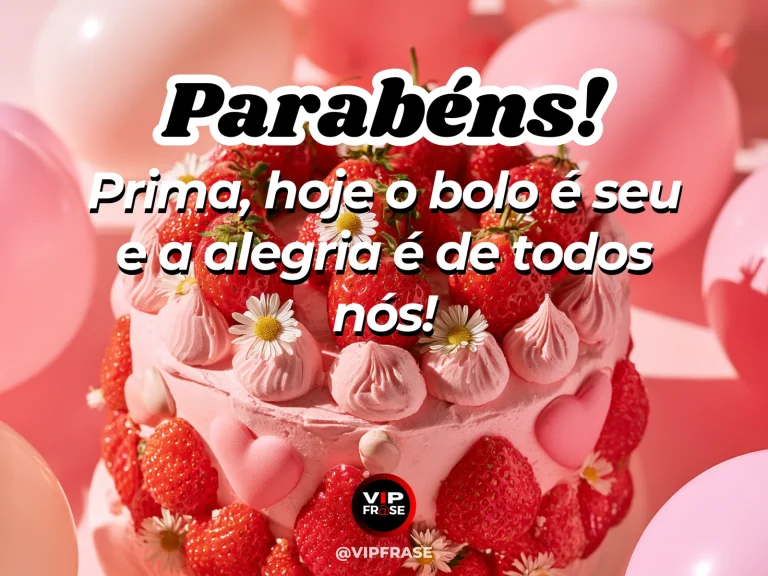 Mensagem de aniversário para prima sobre felicidade, em bolo de aniversário decorado.