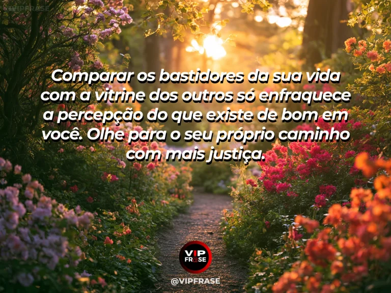 Mensagem de autoestima sobre leaving comparison behind and appreciating your own path, em cena luminosa e acolhedora