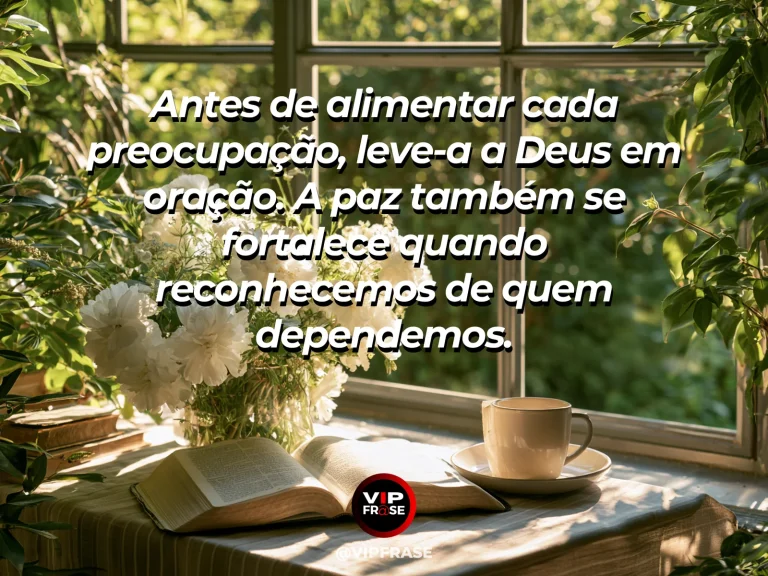 Janela com flores e jardim sob luz suave em arte sobre oração e entrega das preocupações.