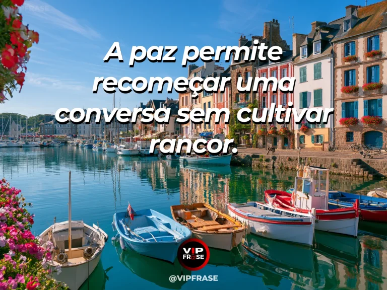 Arte com frase de paz sobre retomar o diálogo, em cenário de jardim florido.