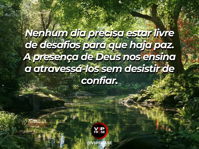 Trilha florestal com raios de sol e vegetação viva em arte sobre presença de Deus nos desafios.