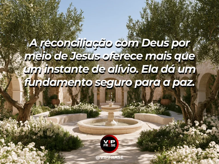 Arco de pedra diante de jardim florido em arte sobre reconciliação com Deus.