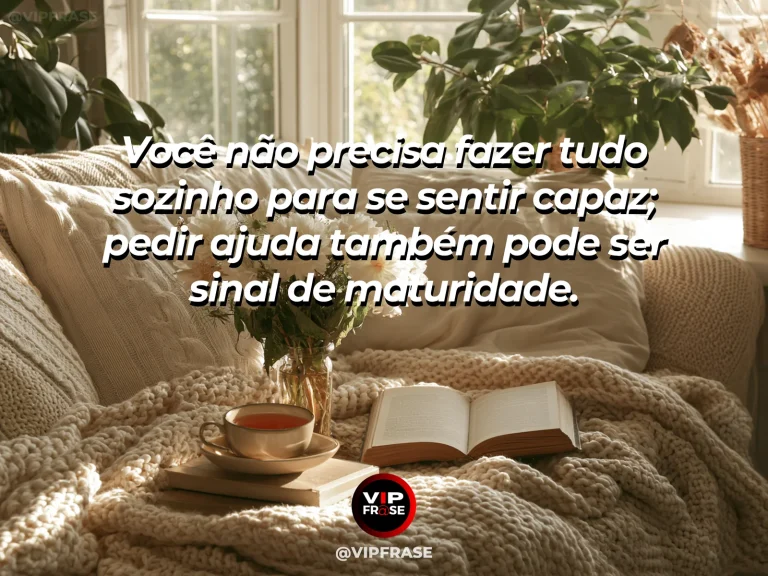 Frase de autoestima sobre asking for help without feeling incapable, com small footbridge leading into a bright garden