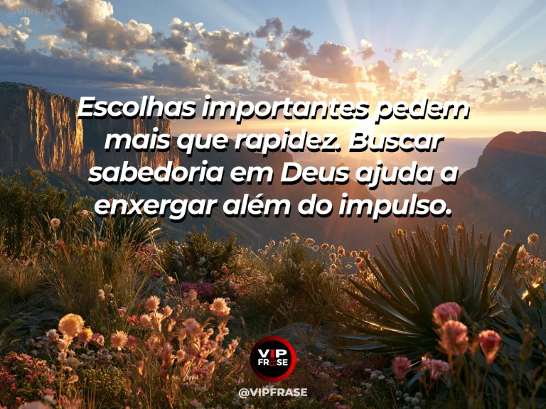 Frase sobre Deus com mirante alto sobre vales e caminhos múltiplos, luz limpa de manhã e visão ampla.