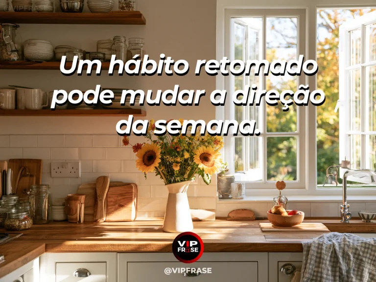 Mensagem sobre retomar hábitos com calçados e porta para jardim.