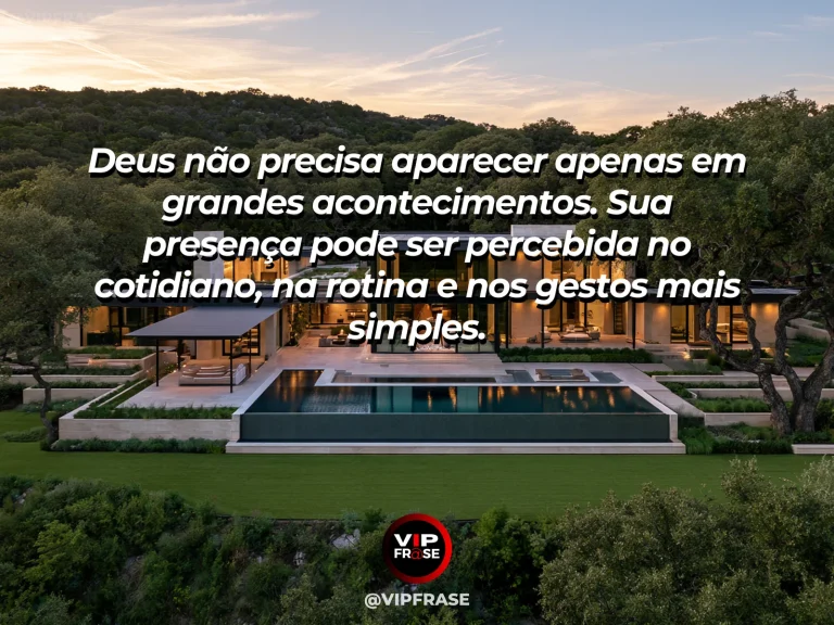 Mensagem sobre perceber Deus no cotidiano com rua arborizada e flores.