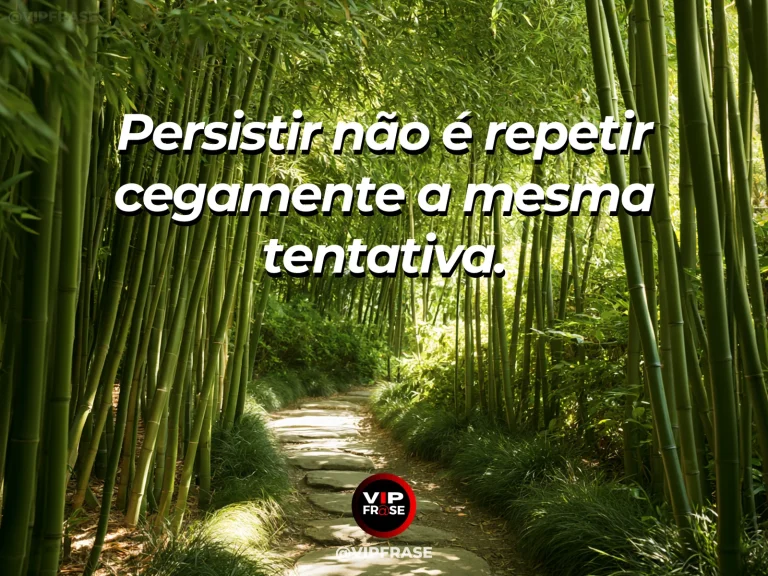 Frase de força sobre perseverança sem teimosia, com duas trilhas de montanha contornando o mesmo pico rochoso.