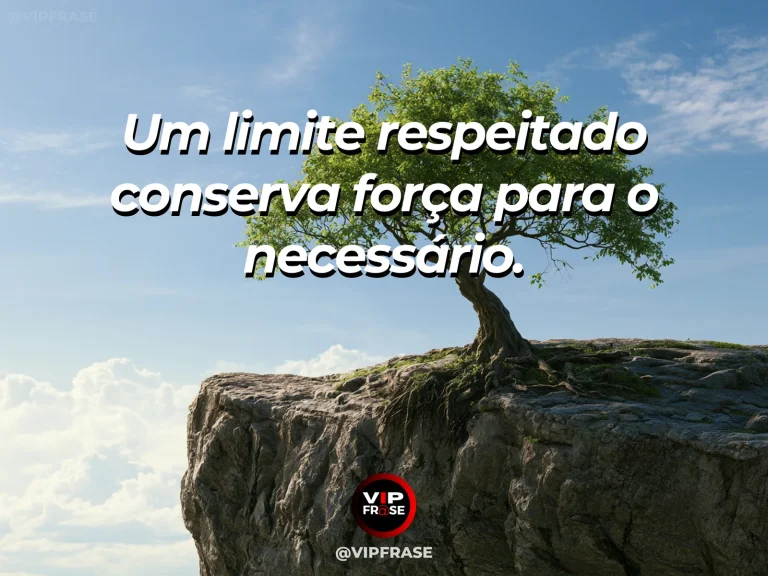 Frase de força sobre preservar a força disponível, com pinheiro antigo de raízes expostas entre rochas altas sob sol brilhante.