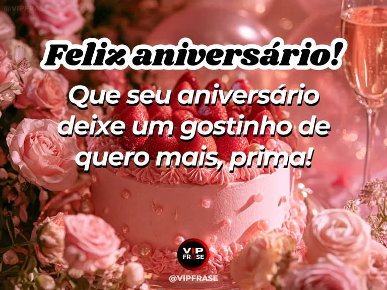Mensagem de aniversário para prima sobre felicidade, com joyful cake.