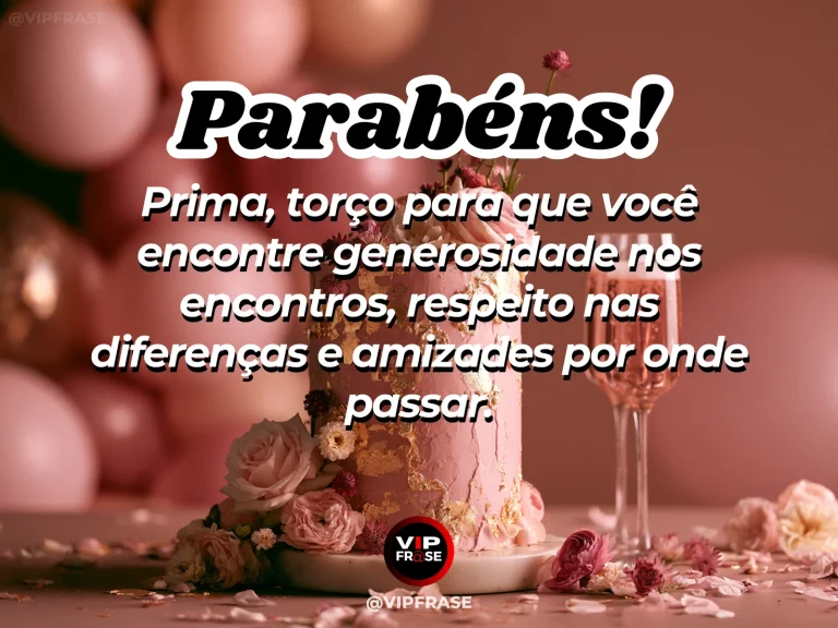 Mensagem de aniversário para prima sobre amizade, em mesa de encontro no jardim.