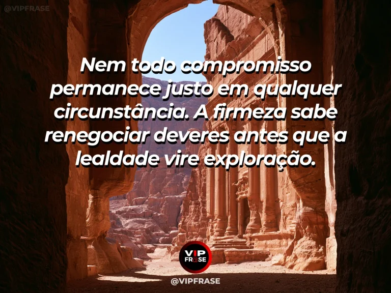 Frase de força sobre quando a lealdade precisa de limites, com portão de fortaleza aberto diante de caminho seguro entre penhascos.