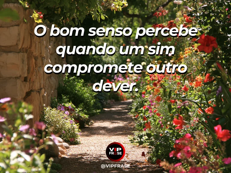 Frase de sabedoria sobre compromissos e limites, com agenda sem letras sobre mesa, acompanhada de dois vasos floridos.