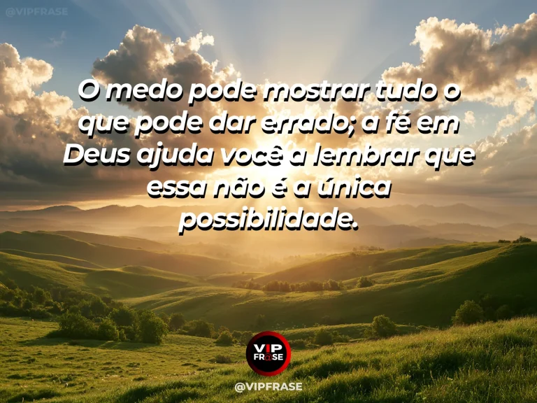 Arte sobre quando o medo fala, lembre-se de deus, com caminho de montanha saindo da sombra para um platô ensolarado.