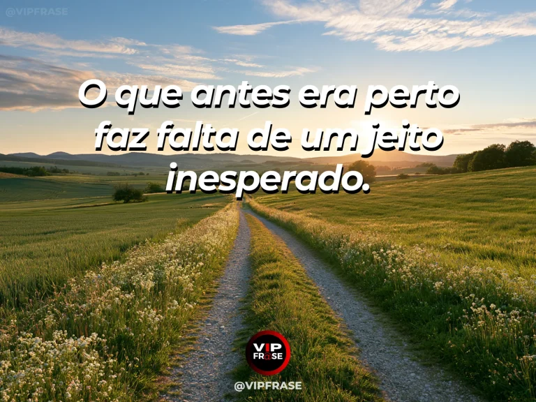 Frase sobre saudade com duas casinhas ligadas por trilha de flores, colinas.