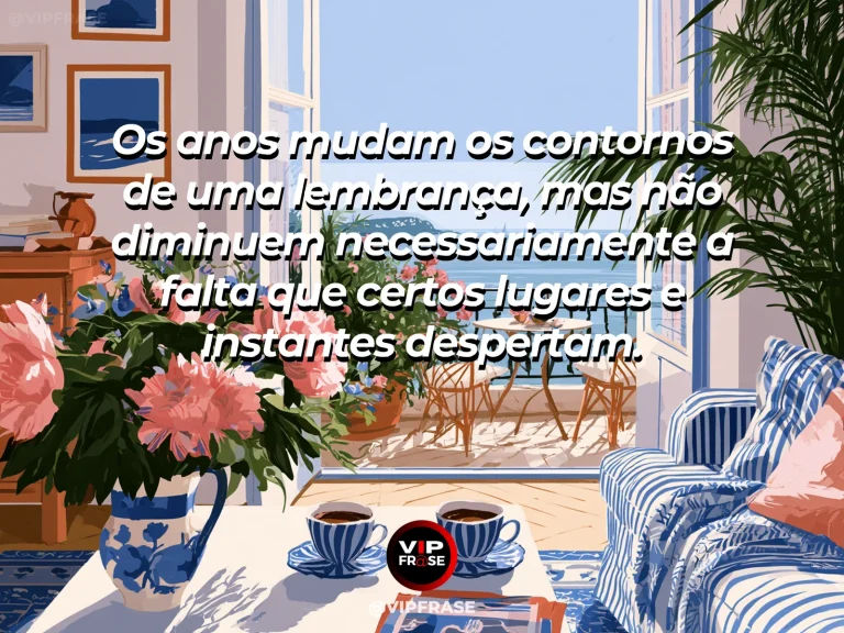 Frase sobre saudade com fotografias viradas para baixo ao lado de flores e janela.