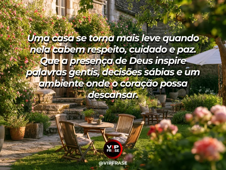 Mensagem sobre Deus com casa elegante e acolhedora integrada a jardim verde.