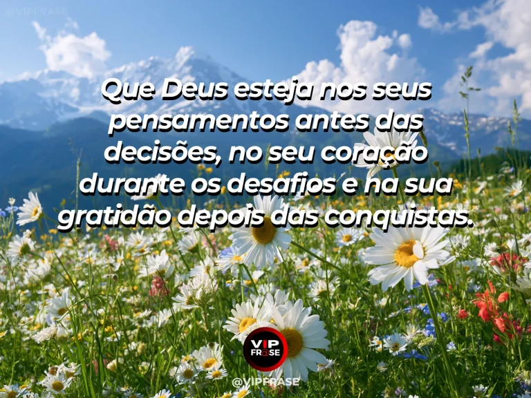 Mensagem sobre a presença de Deus em cada etapa, com caminho e montanhas.