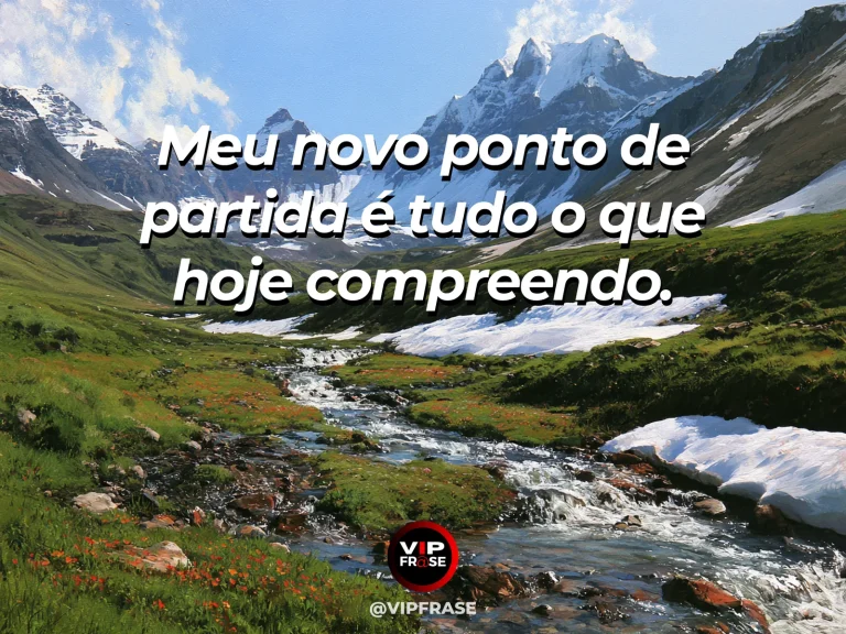 Mensagem sobre recomeço e usar o entendimento atual como ponto de partida, com mirante simples acima de vale ensolarado com montanhas ao fundo.