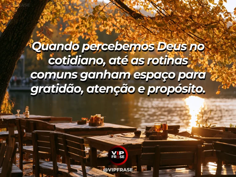 Frase sobre Deus com cozinha elegante iluminada pelo sol, frutas, plantas, flores e janela aberta para jardim.