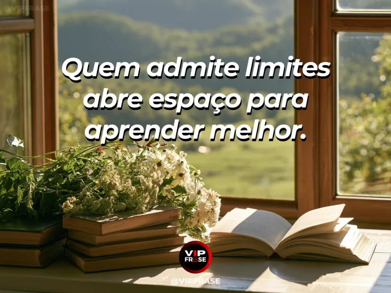 Mensagem de sabedoria sobre reconhecimento de limites e aprendizado, com canto de leitura voltado para horizonte de montanhas.