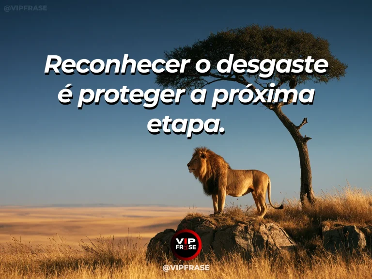 Frase de força sobre recuperar o fôlego, com leão majestoso descansando em campo dourado sob uma árvore.