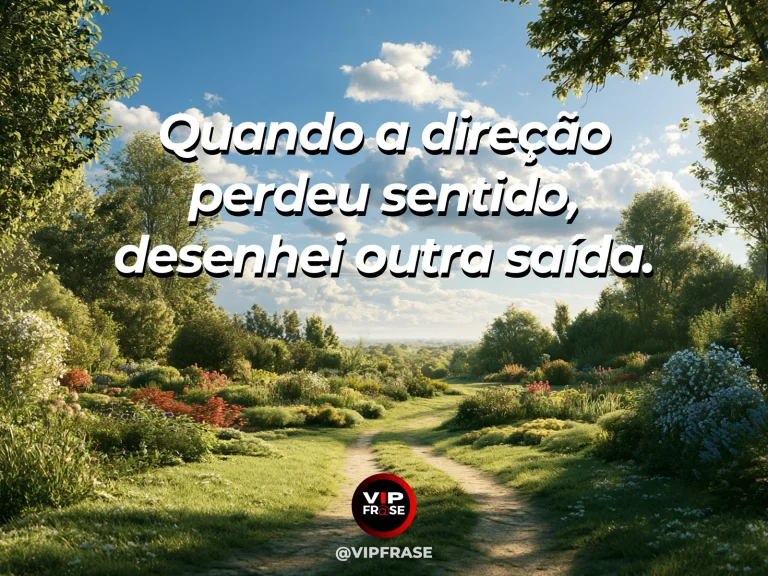 Mensagem sobre recomeço e redesenhar uma rota quando a anterior deixa de fazer sentido, com bifurcação suave em caminho de campo verde com flores marginais.
