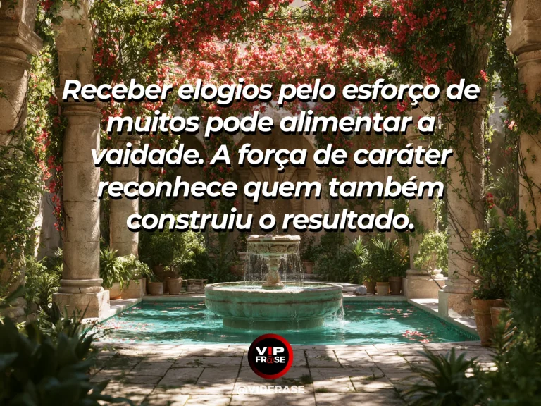 Mensagem de força sobre repartir o mérito com justiça, com santuário de terraços sustentados por colunas de pedra.