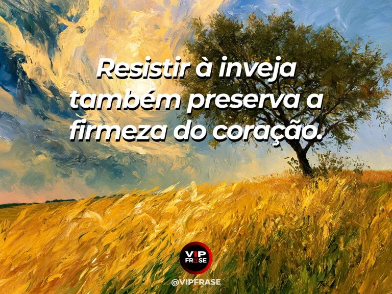 Mensagem de força sobre resistir à inveja, com cedro monumental cercado por flores e outras árvores.