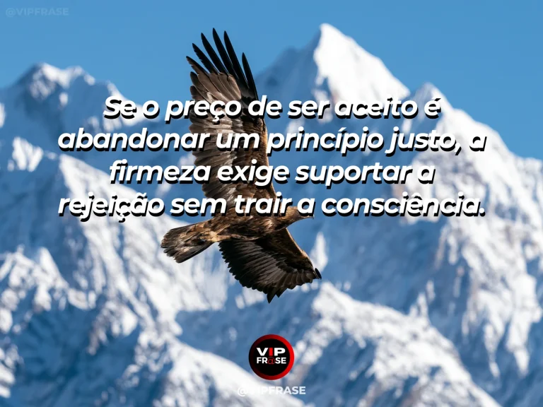 Mensagem de força sobre resistir ao medo de perder aprovação, com águia solitária em rochedo acima do vale.