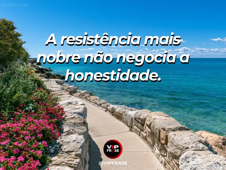 Mensagem de força sobre resistir sem perder a integridade, com colunas de basalto firmes diante das ondas do mar.