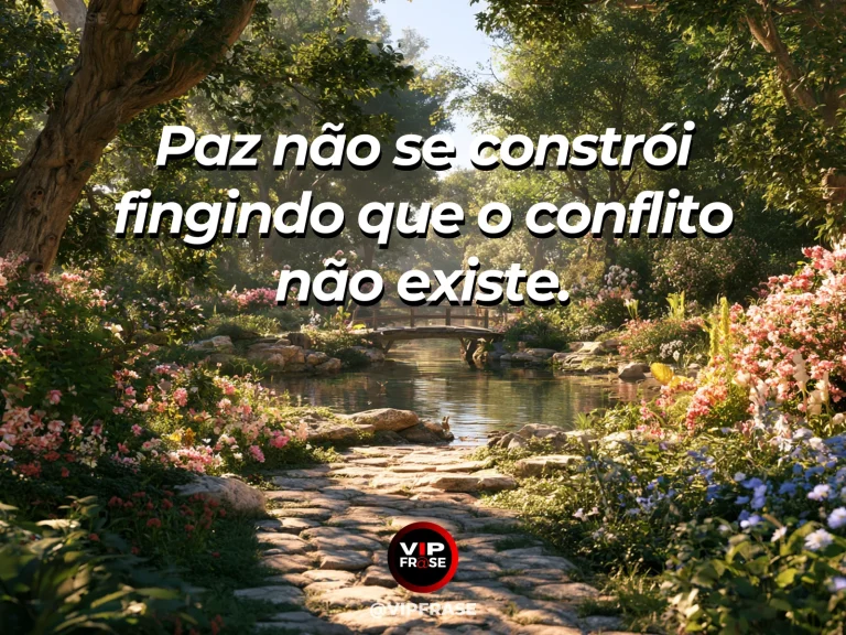 Mensagem de sabedoria sobre verdade para resolver conflitos, com duas trilhas encontram uma ponte sobre riacho de jardim.