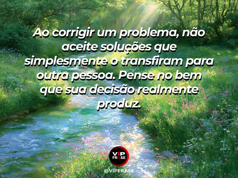 Mensagem de sabedoria sobre solução que não transfere danos, com sistema de canais de água irrigando vários canteiros.