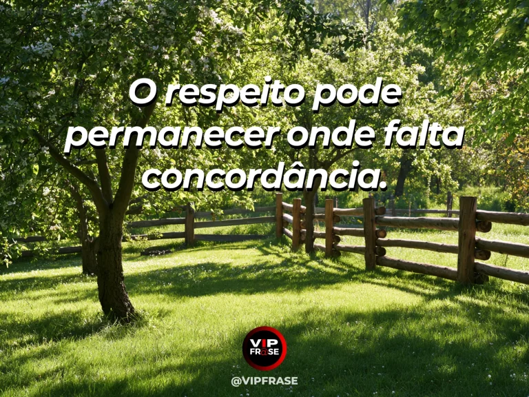 Frase de força sobre respeitar sem concordar, ilustrada por duas árvores diferentes crescendo lado a lado em campo aberto.