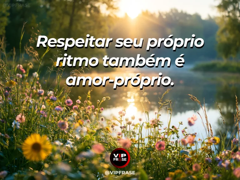 Frase de autoestima sobre honoring your own pace, com flowers blooming at different stages along one path